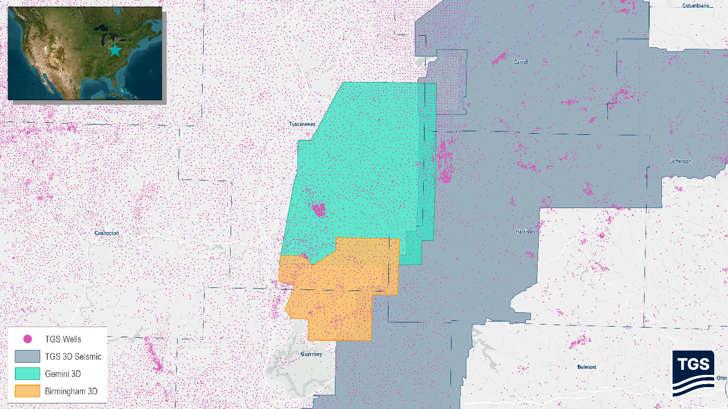 TGS subsurface data coverage in the Appalachian area