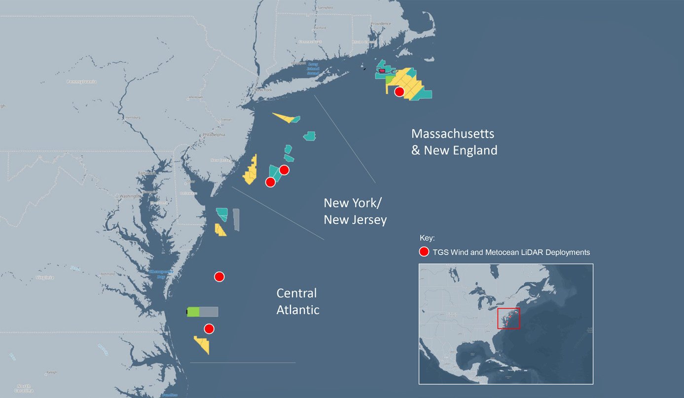 TGS Wind and Metocean LiDAR-Deployments on the US East Coast.